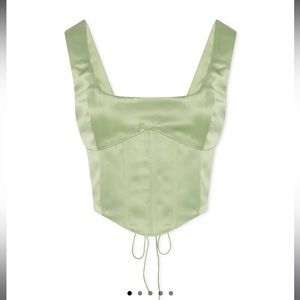 Danielle Guizio Satin Lace Up Bustier Top